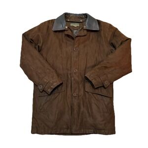 Men's Rainforest Micro Suede Down Leather Trim Jacket Coat Removable Lining S-M